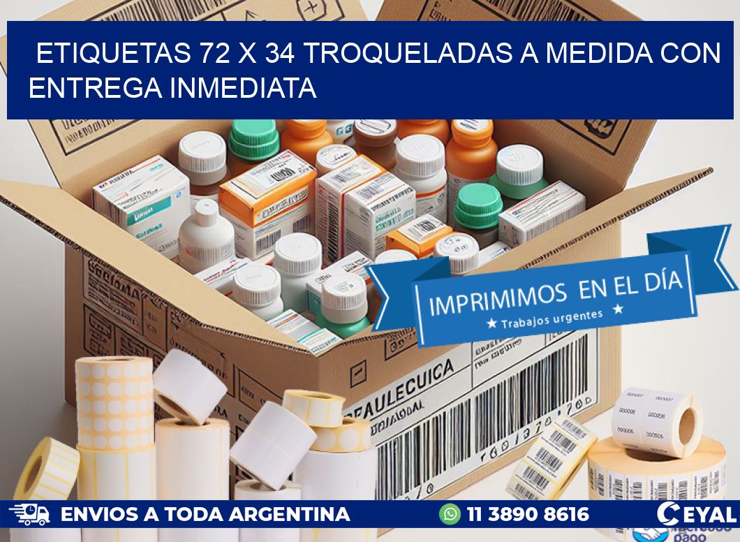 Etiquetas 72 x 34 troqueladas a medida con entrega inmediata