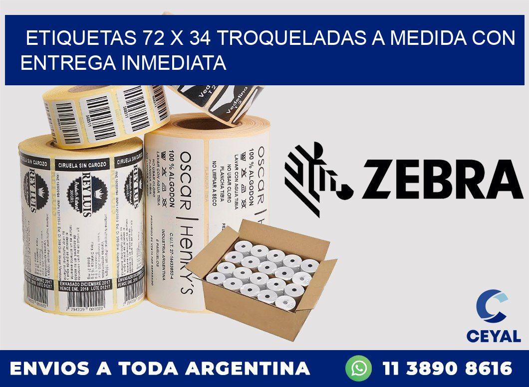 Etiquetas 72 x 34 troqueladas a medida con entrega inmediata