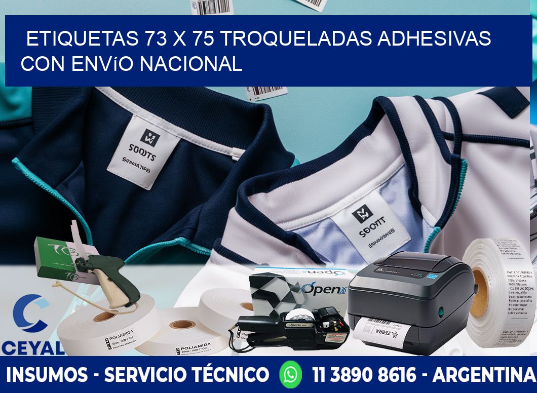 Etiquetas 73 x 75 troqueladas adhesivas con envío nacional