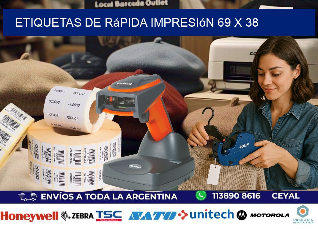 Etiquetas de rápida impresión 69 x 38