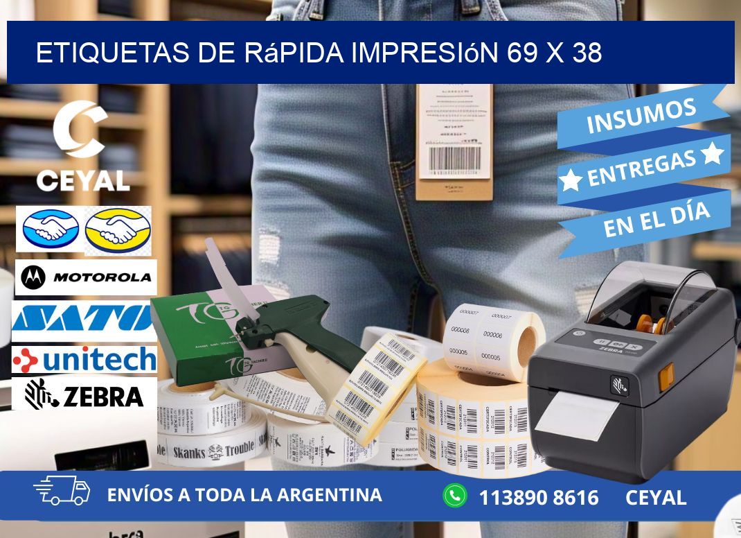 Etiquetas de rápida impresión 69 x 38