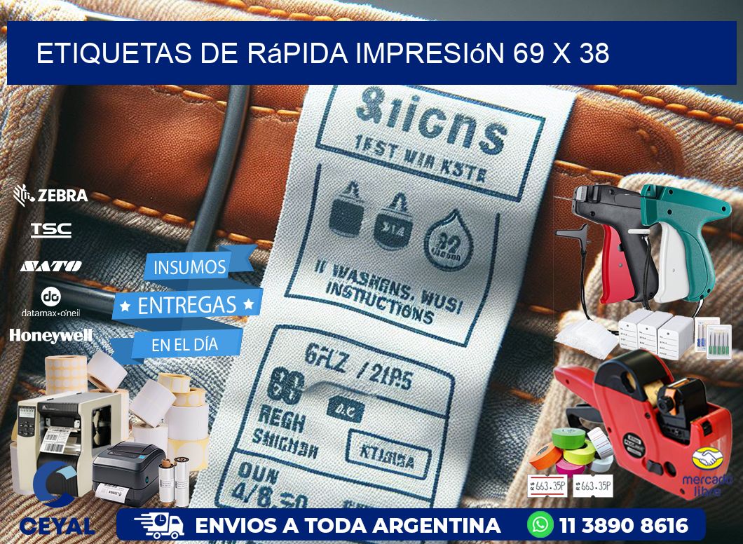 Etiquetas de rápida impresión 69 x 38