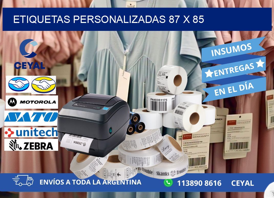 Etiquetas personalizadas 87 x 85