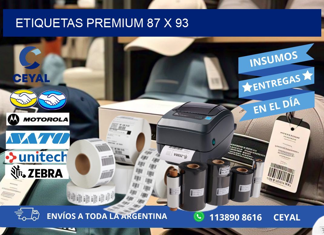 Etiquetas premium 87 x 93