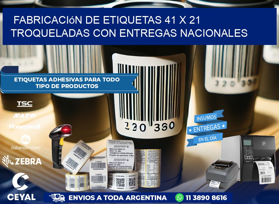 Fabricación de etiquetas 41 x 21 troqueladas con entregas nacionales