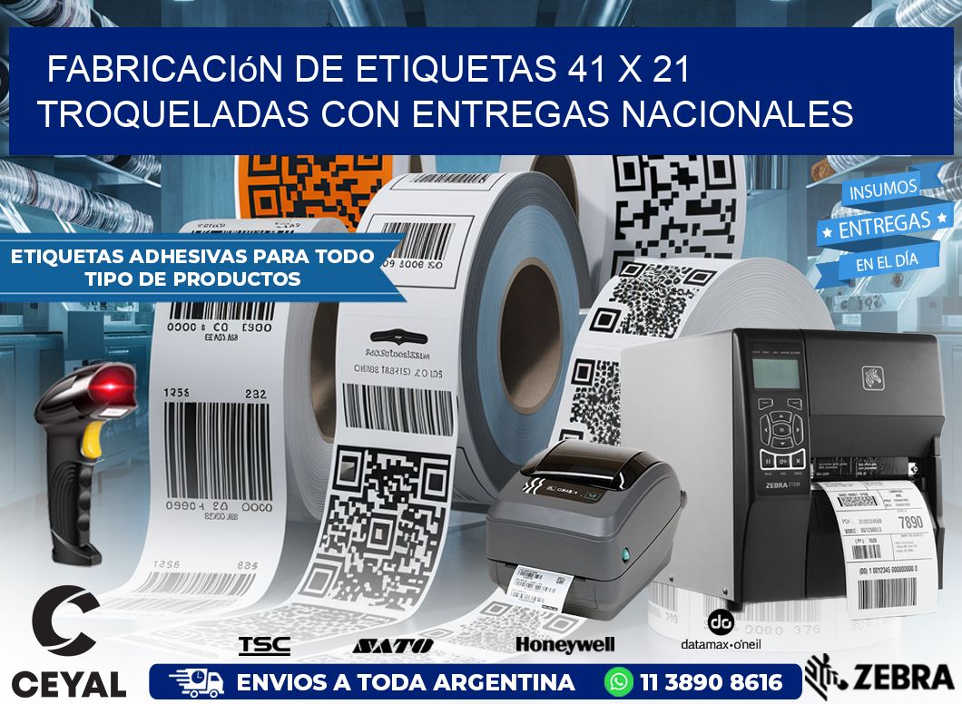 Fabricación de etiquetas 41 x 21 troqueladas con entregas nacionales