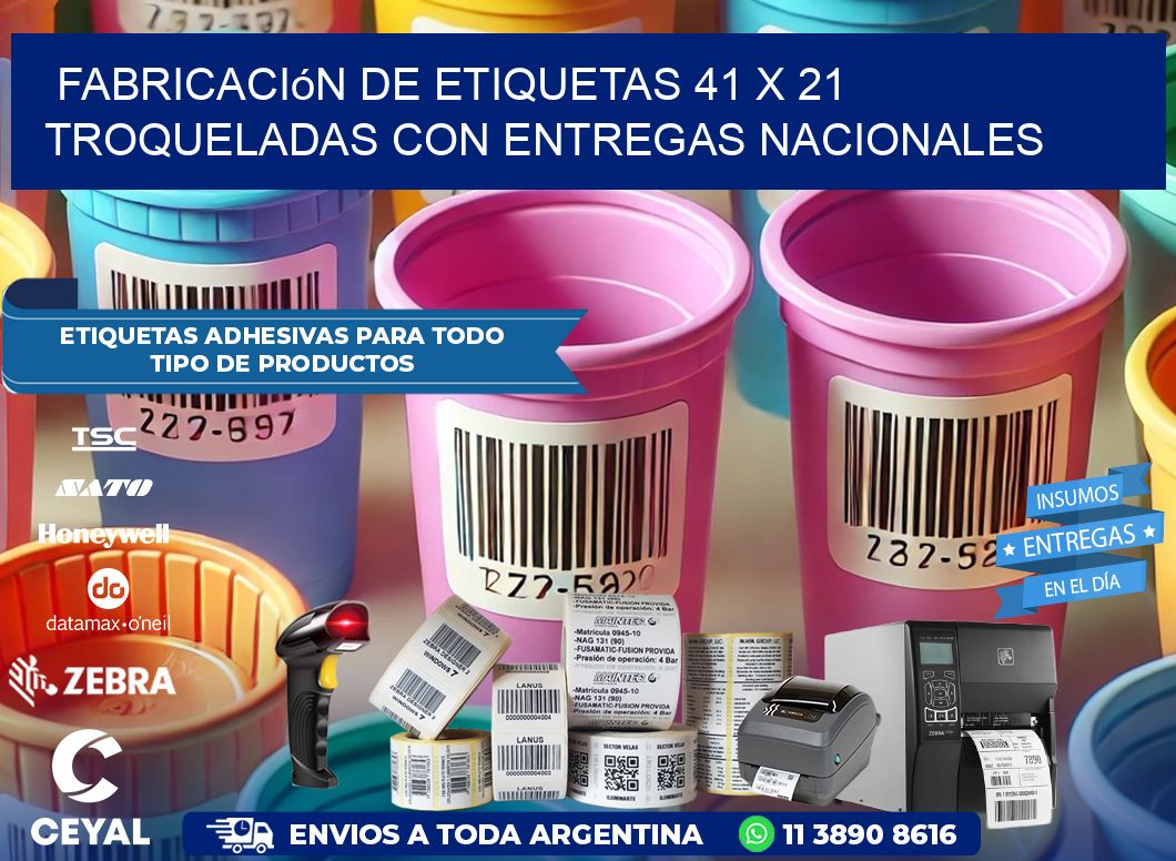 Fabricación de etiquetas 41 x 21 troqueladas con entregas nacionales