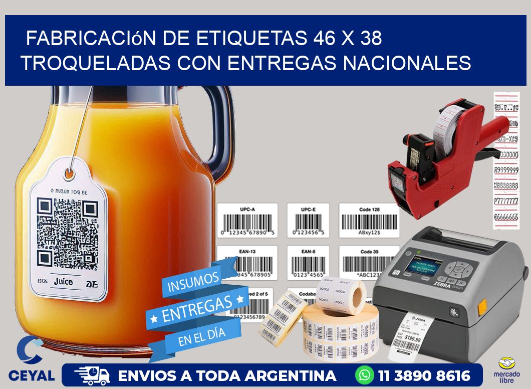 Fabricación de etiquetas 46 x 38 troqueladas con entregas nacionales