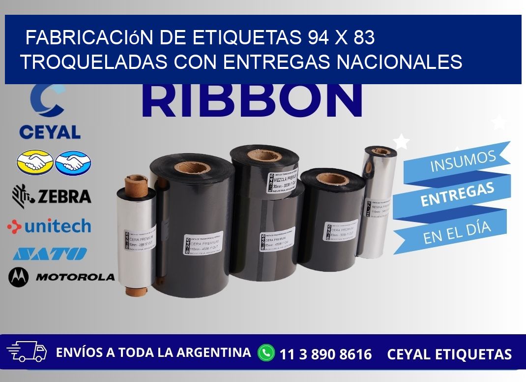 Fabricación de etiquetas 94 x 83 troqueladas con entregas nacionales