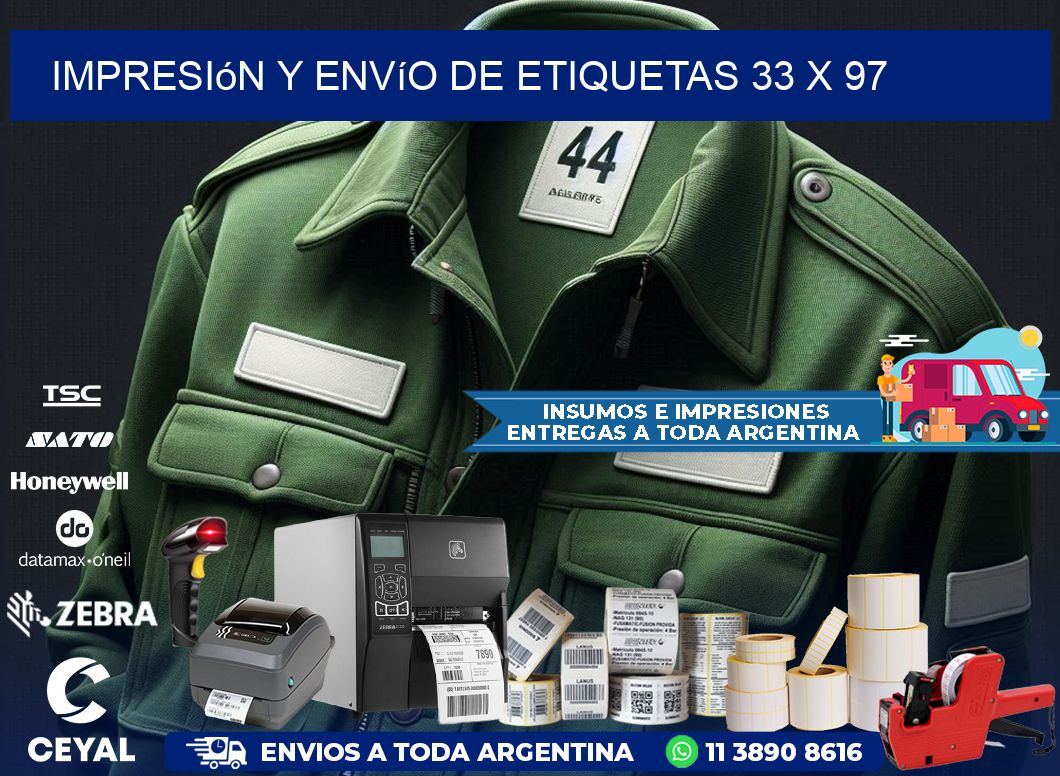 Impresión y envío de etiquetas 33 x 97