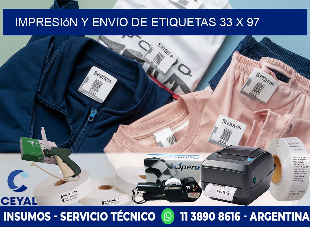 Impresión y envío de etiquetas 33 x 97