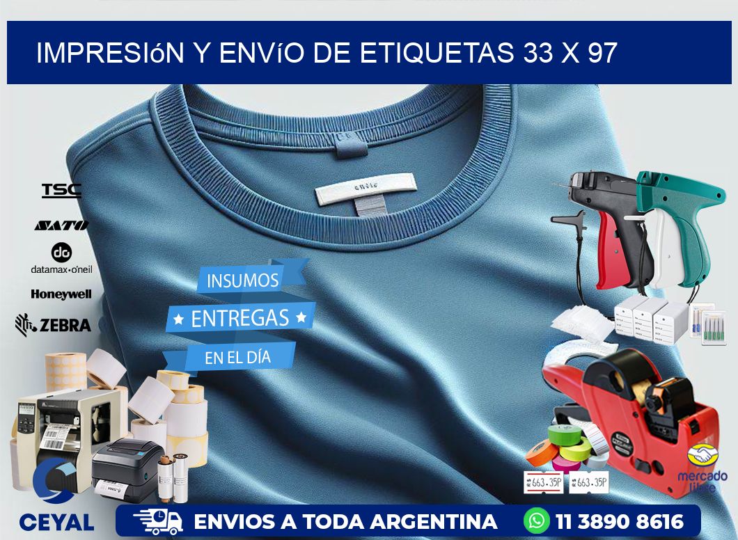 Impresión y envío de etiquetas 33 x 97