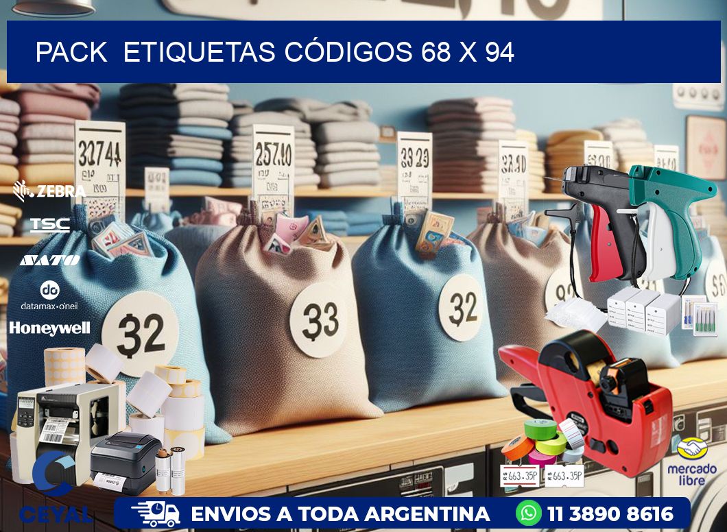 Pack  ETIQUETAS CÓDIGOS 68 x 94