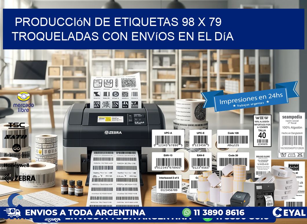 Producción de etiquetas 98 x 79 troqueladas con envíos en el día