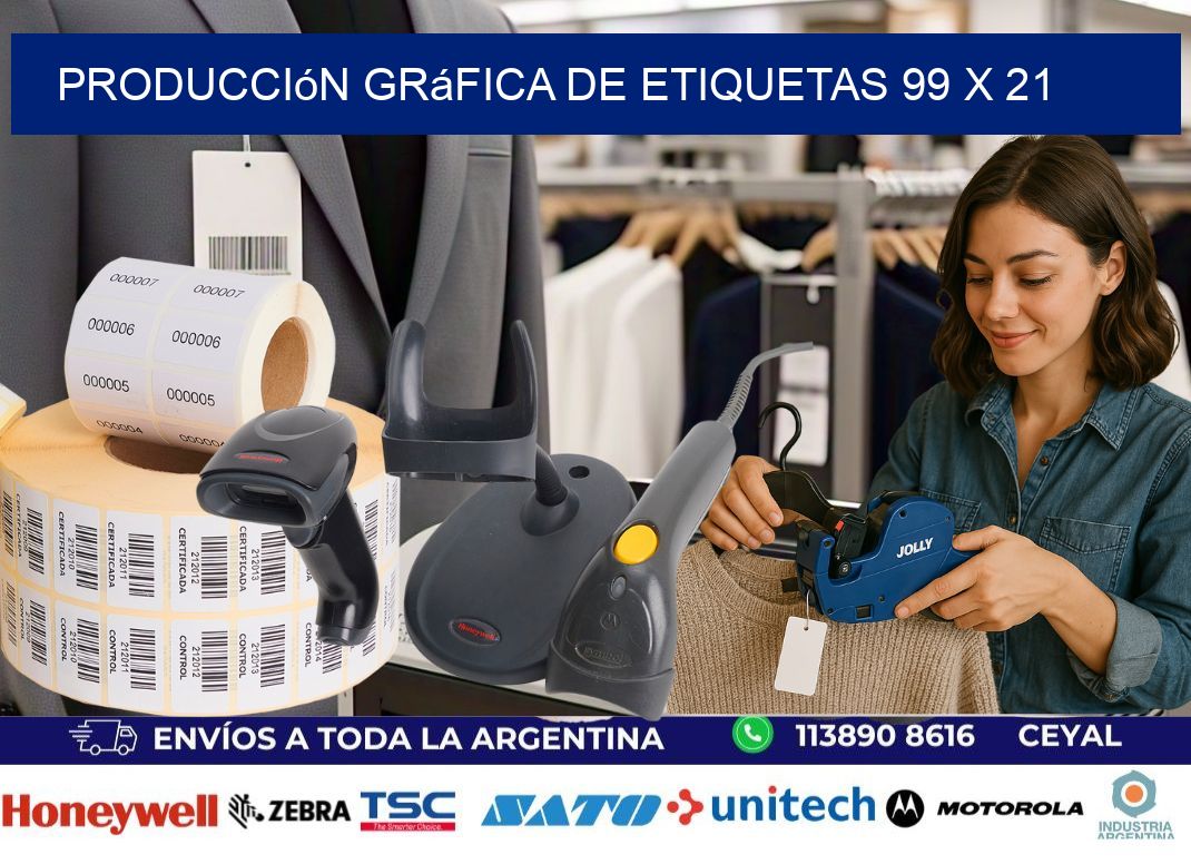 Producción gráfica de etiquetas 99 x 21