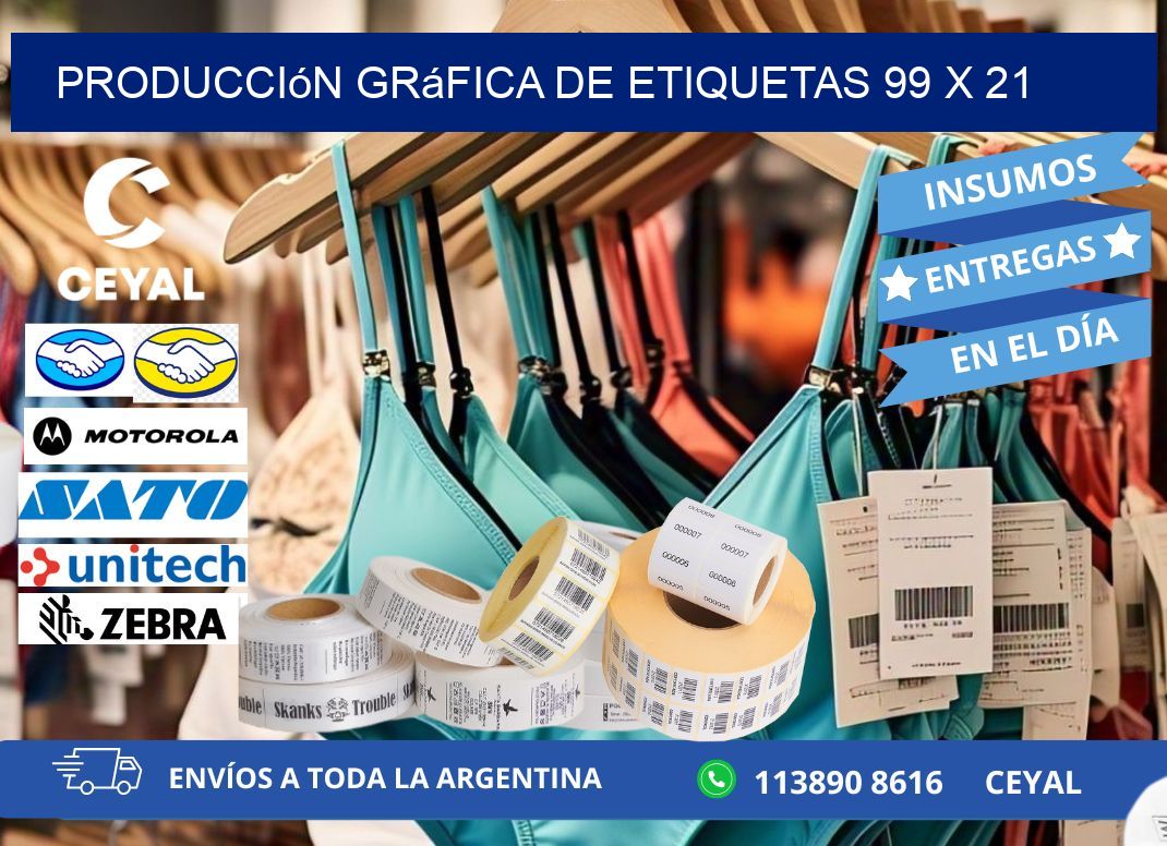 Producción gráfica de etiquetas 99 x 21