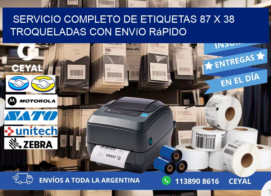 Servicio completo de etiquetas 87 x 38 troqueladas con envío rápido