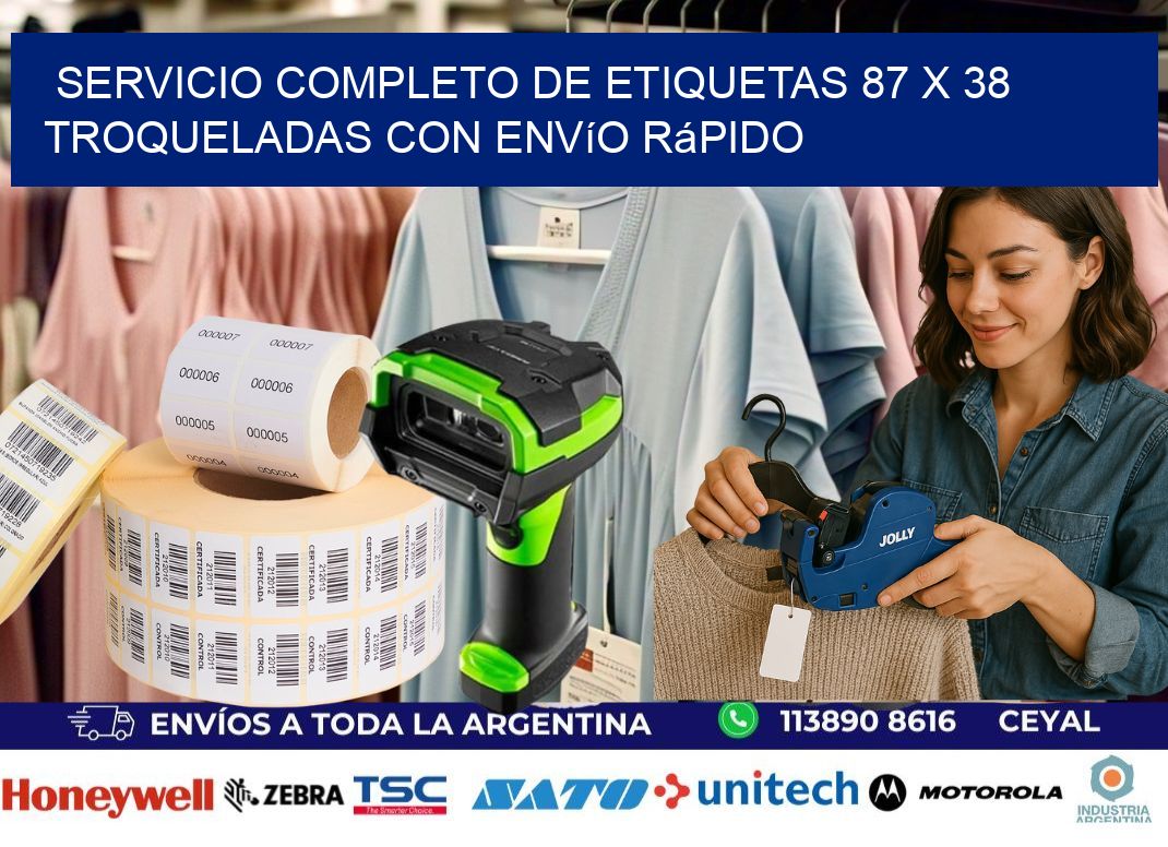 Servicio completo de etiquetas 87 x 38 troqueladas con envío rápido