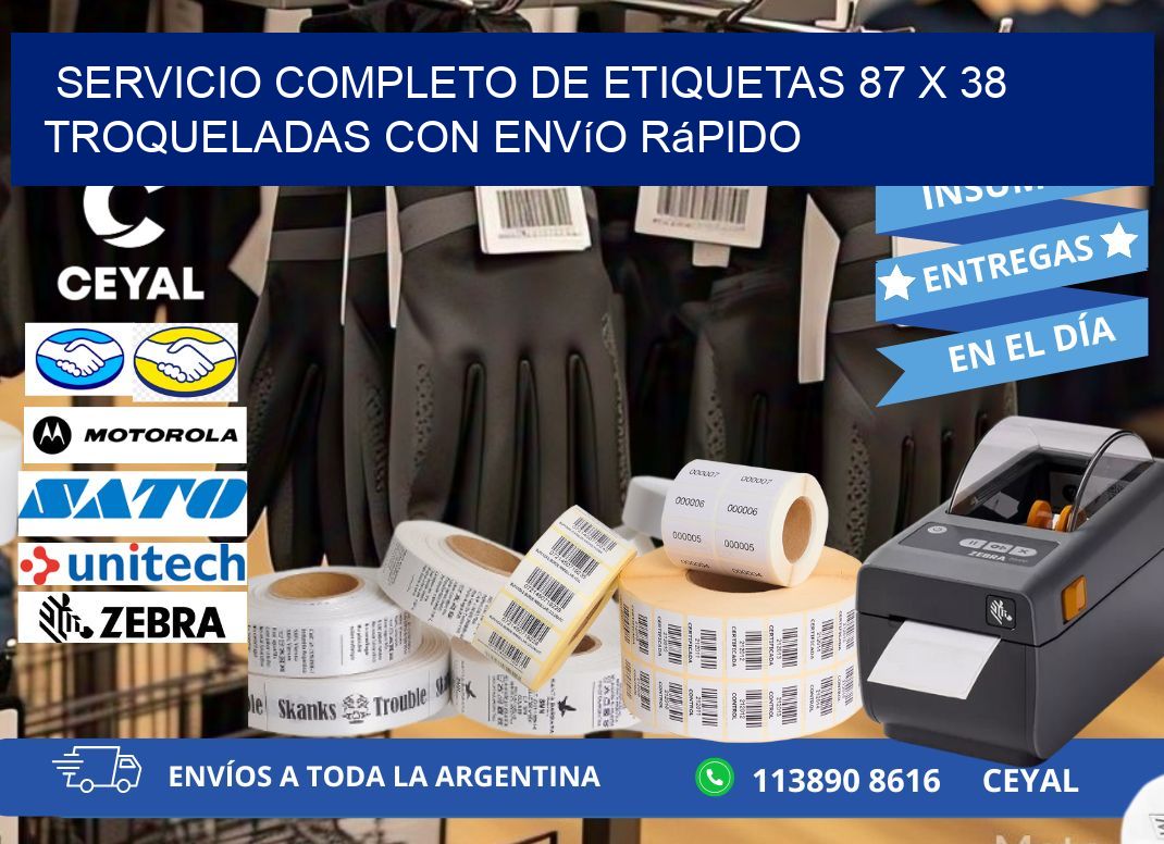 Servicio completo de etiquetas 87 x 38 troqueladas con envío rápido