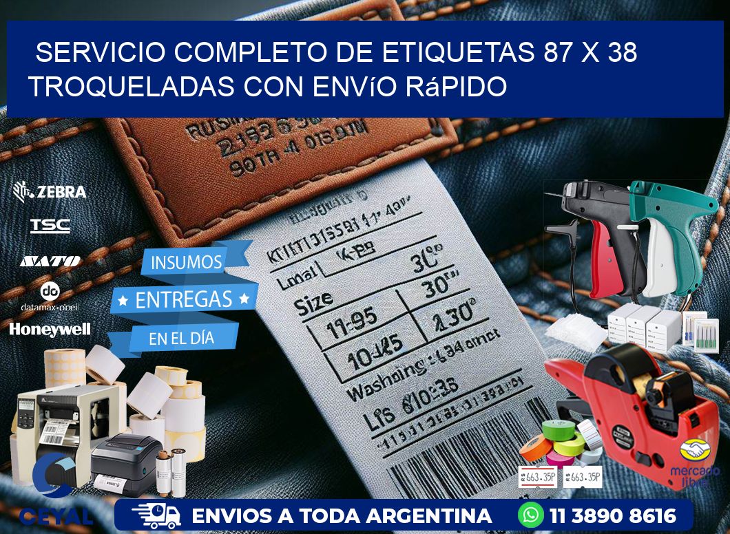 Servicio completo de etiquetas 87 x 38 troqueladas con envío rápido