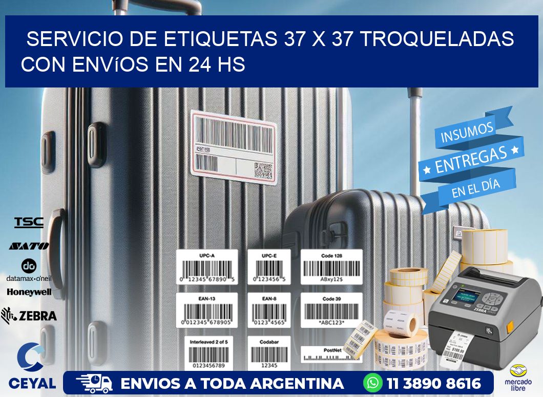 Servicio de etiquetas 37 x 37 troqueladas con envíos en 24 hs