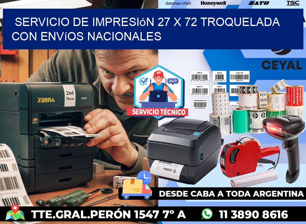 Servicio de impresión 27 x 72 troquelada con envíos nacionales