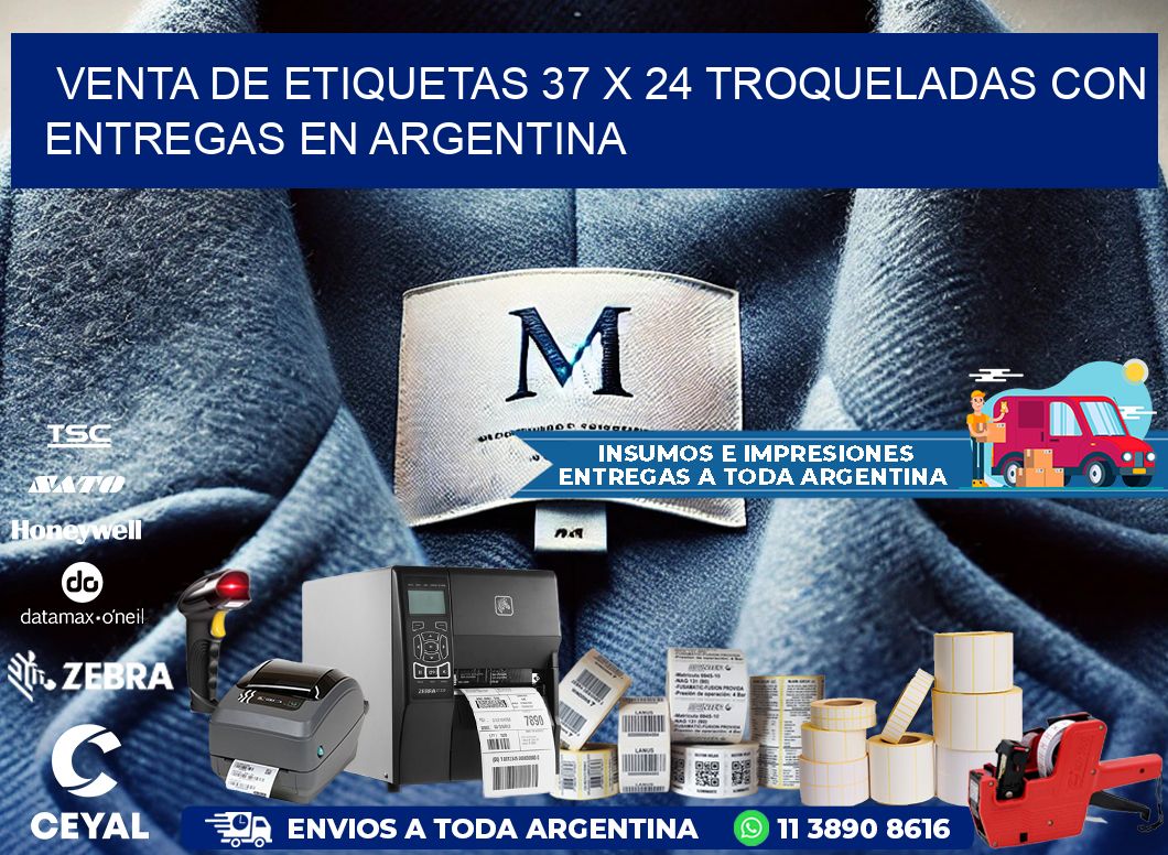 Venta de etiquetas 37 x 24 troqueladas con entregas en Argentina