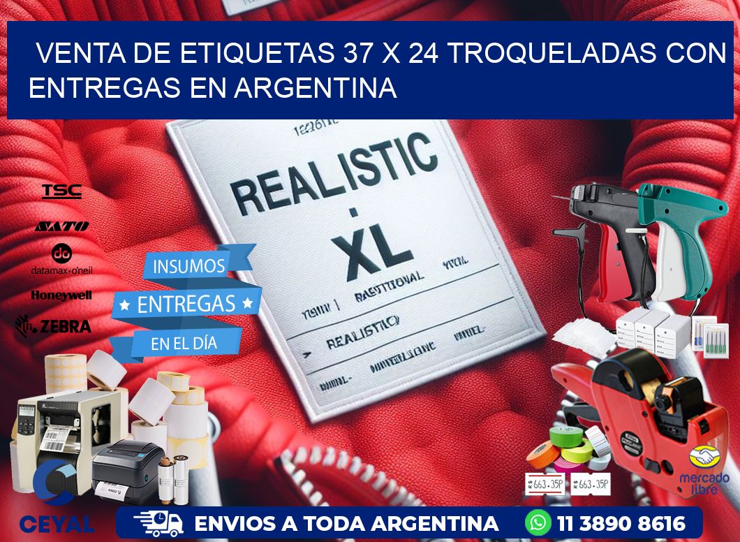 Venta de etiquetas 37 x 24 troqueladas con entregas en Argentina