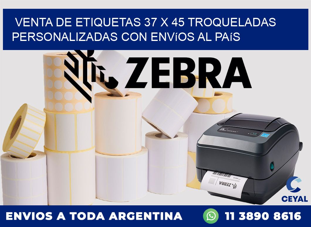 Venta de etiquetas 37 x 45 troqueladas personalizadas con envíos al país