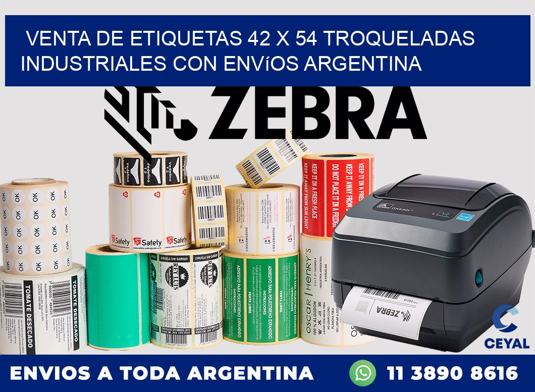 Venta de etiquetas 42 x 54 troqueladas industriales con envíos Argentina