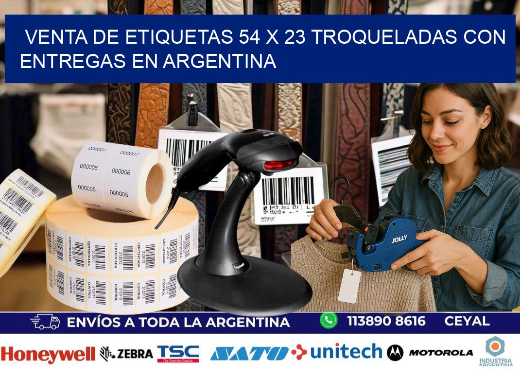 Venta de etiquetas 54 x 23 troqueladas con entregas en Argentina