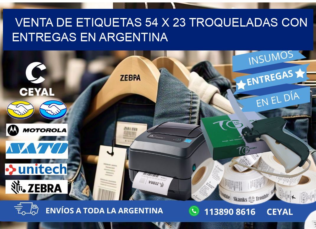 Venta de etiquetas 54 x 23 troqueladas con entregas en Argentina
