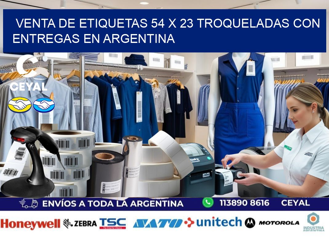 Venta de etiquetas 54 x 23 troqueladas con entregas en Argentina