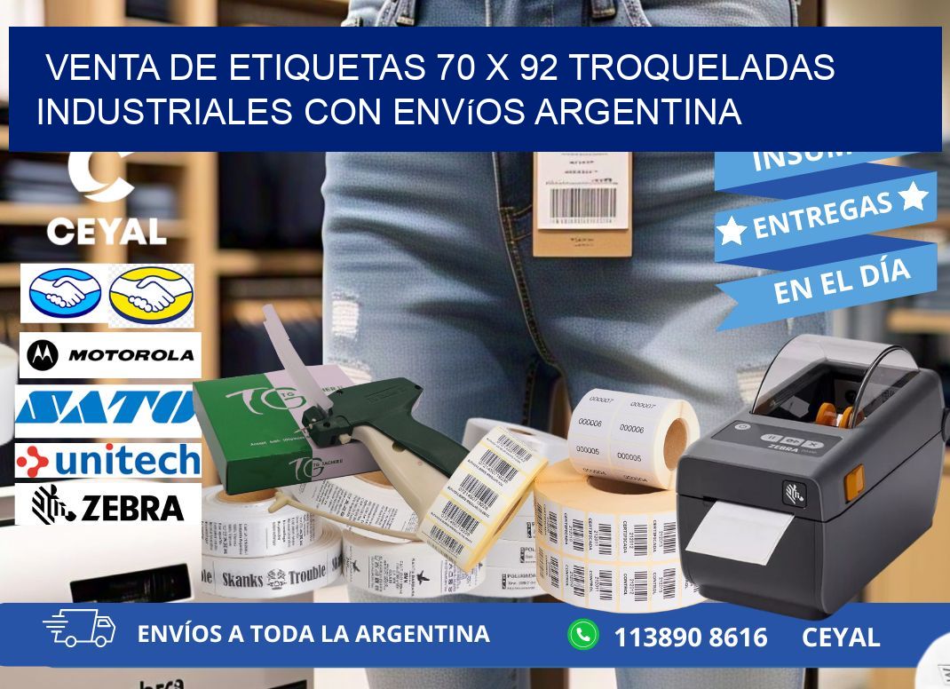 Venta de etiquetas 70 x 92 troqueladas industriales con envíos Argentina