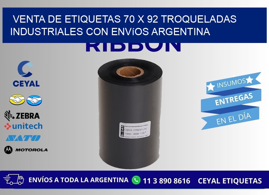 Venta de etiquetas 70 x 92 troqueladas industriales con envíos Argentina
