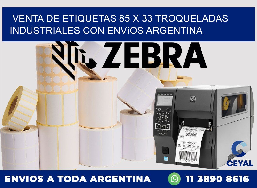 Venta de etiquetas 85 x 33 troqueladas industriales con envíos Argentina