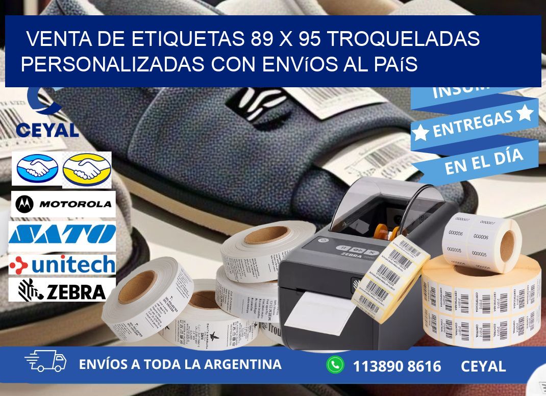 Venta de etiquetas 89 x 95 troqueladas personalizadas con envíos al país