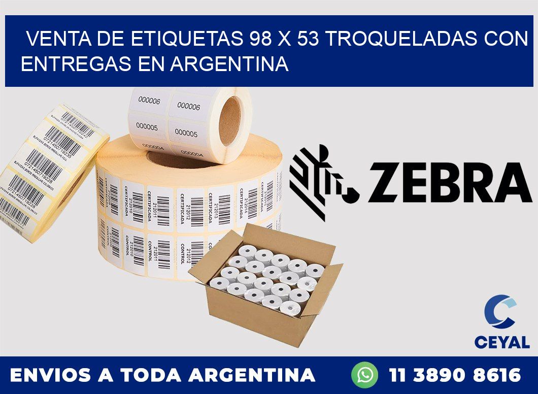 Venta de etiquetas 98 x 53 troqueladas con entregas en Argentina