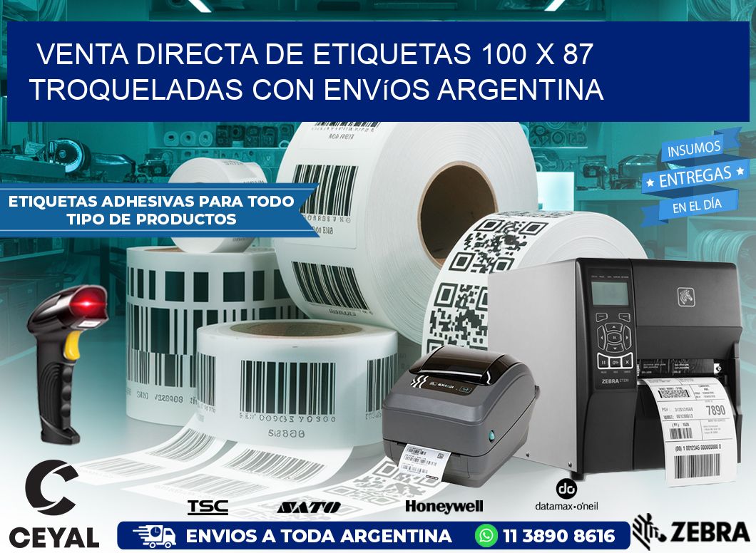 Venta directa de etiquetas 100 x 87 troqueladas con envíos Argentina