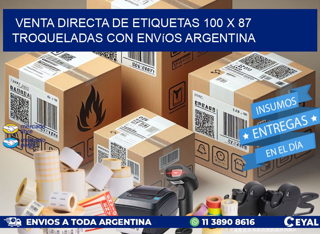Venta directa de etiquetas 100 x 87 troqueladas con envíos Argentina