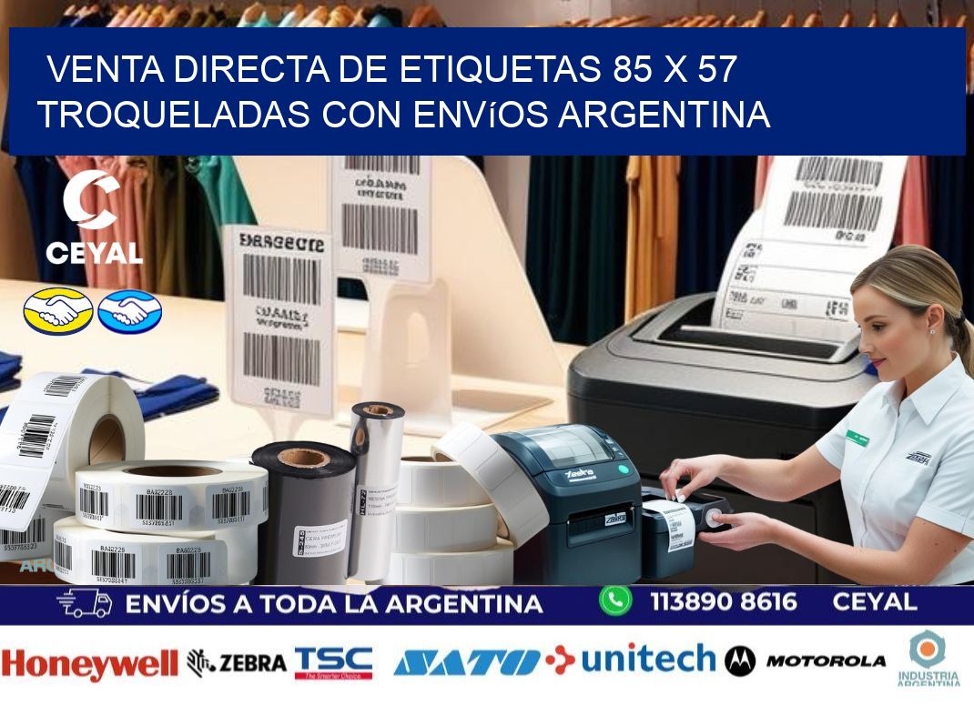 Venta directa de etiquetas 85 x 57 troqueladas con envíos Argentina