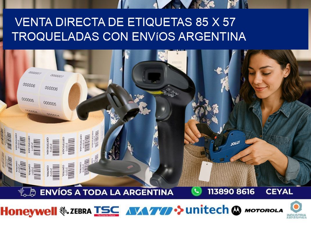 Venta directa de etiquetas 85 x 57 troqueladas con envíos Argentina