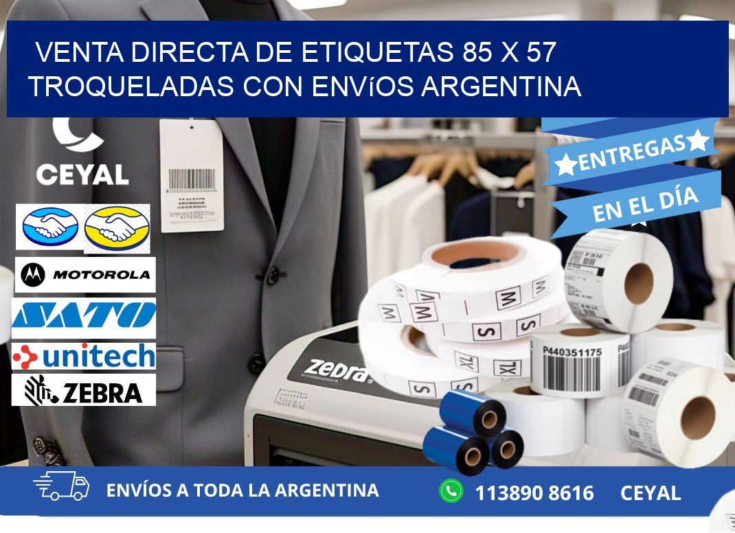 Venta directa de etiquetas 85 x 57 troqueladas con envíos Argentina