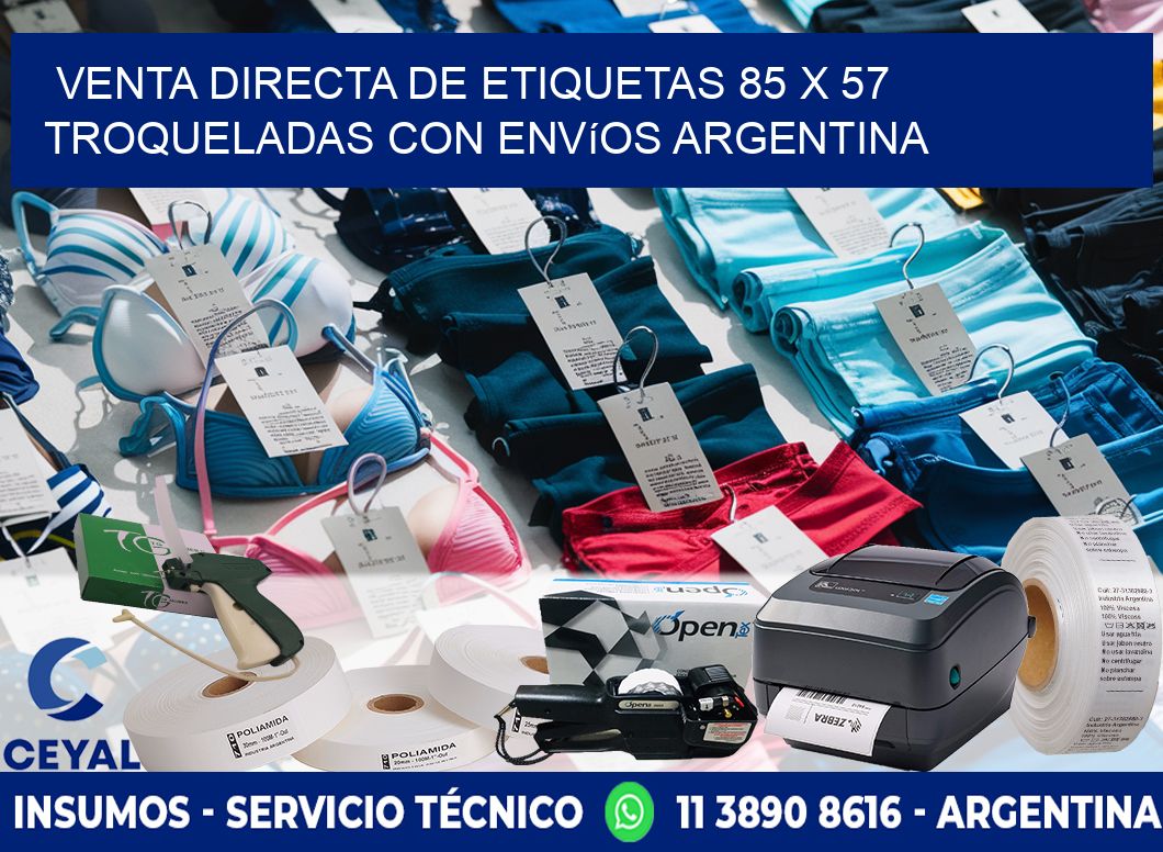 Venta directa de etiquetas 85 x 57 troqueladas con envíos Argentina