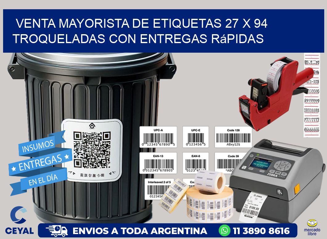 Venta mayorista de etiquetas 27 x 94 troqueladas con entregas rápidas