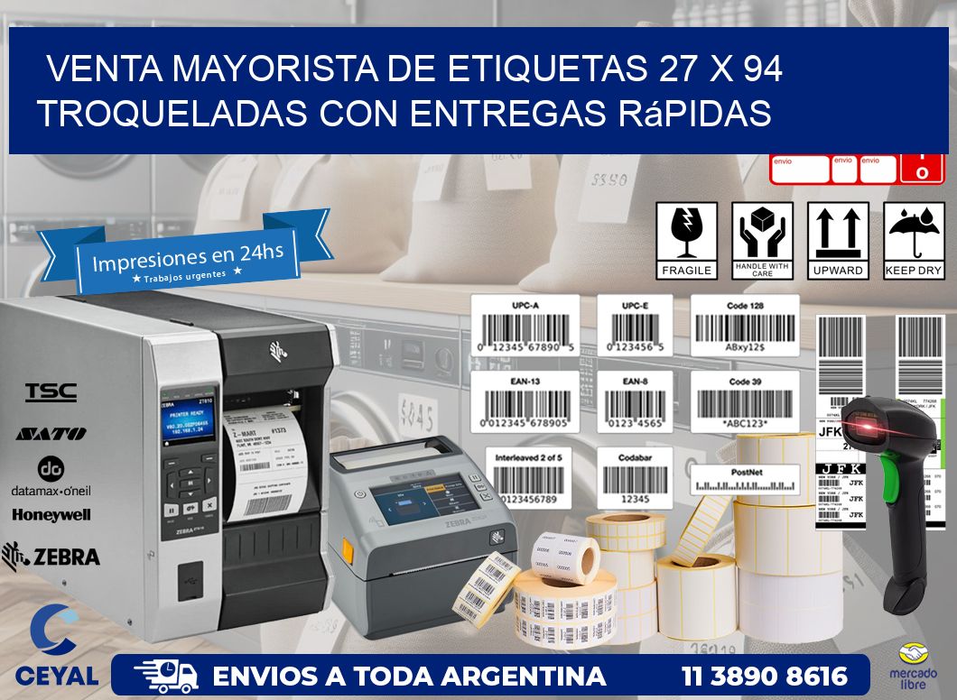 Venta mayorista de etiquetas 27 x 94 troqueladas con entregas rápidas