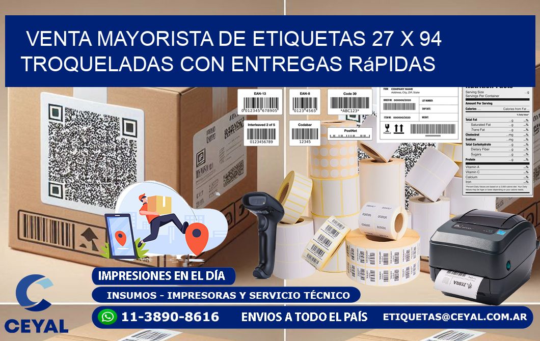 Venta mayorista de etiquetas 27 x 94 troqueladas con entregas rápidas