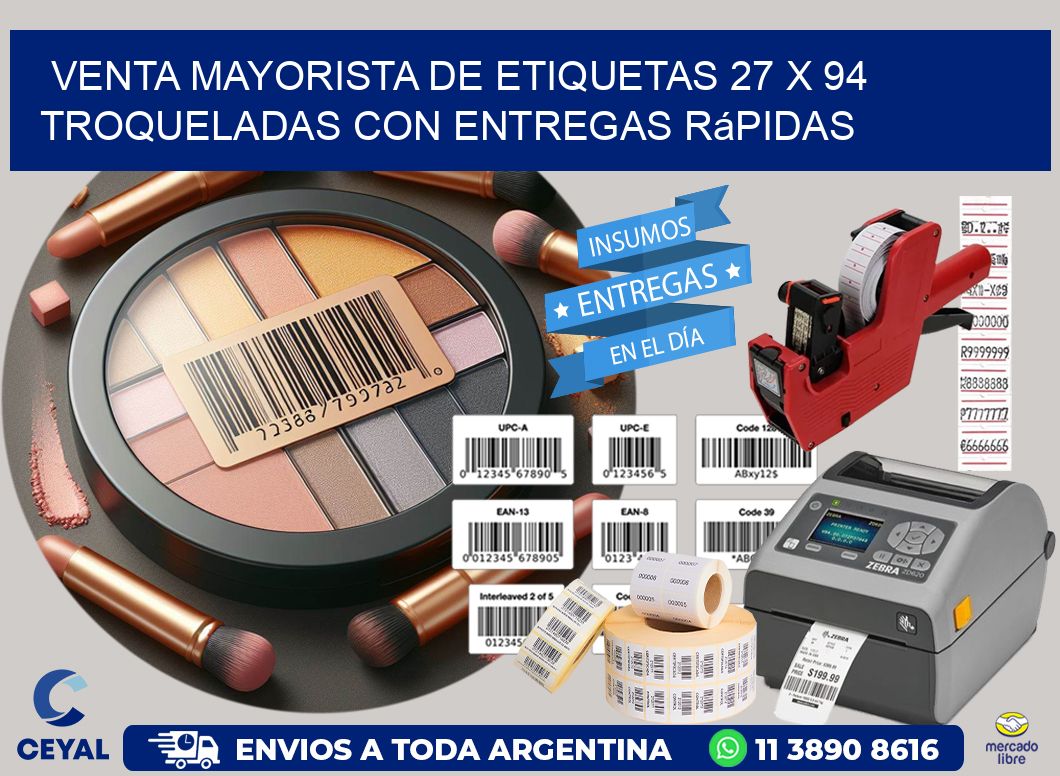 Venta mayorista de etiquetas 27 x 94 troqueladas con entregas rápidas