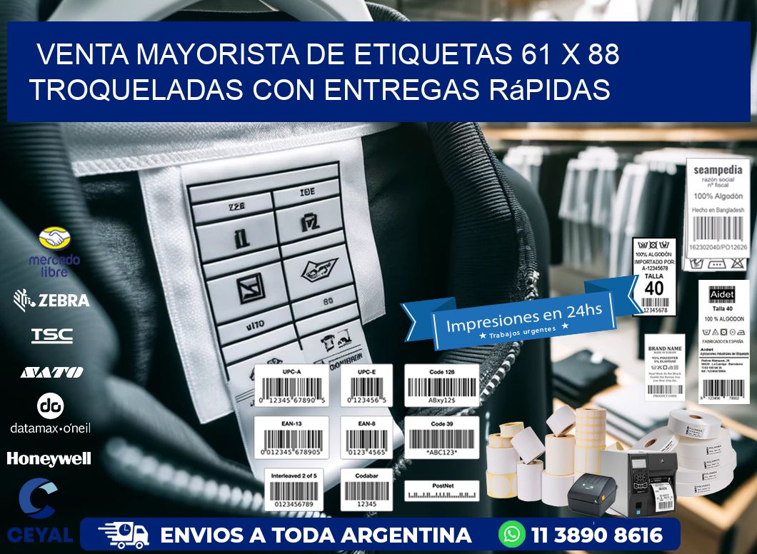 Venta mayorista de etiquetas 61 x 88 troqueladas con entregas rápidas