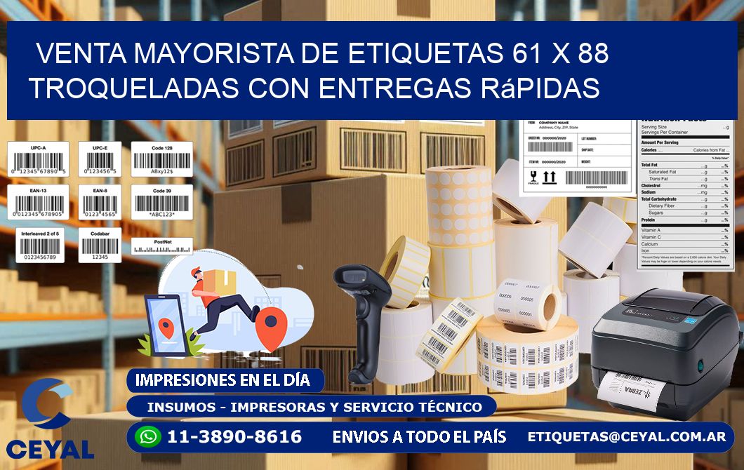 Venta mayorista de etiquetas 61 x 88 troqueladas con entregas rápidas